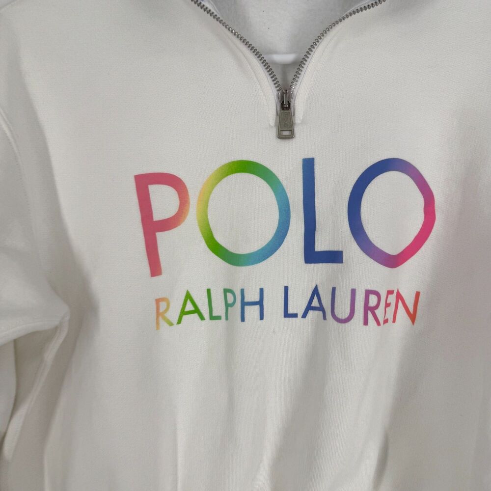 Polo Ralph Lauren Ombre Logo Fleece 1/4 Zip Pullover Sweatshirt Women Size S - Picture 2 of 12
